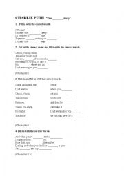 English Worksheet: Charlie Puth - One Call Away - song worksheet