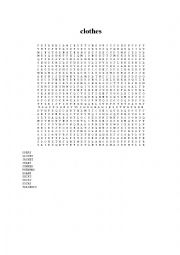 English Worksheet: clothes-wordsearch