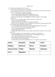 English Worksheet: Speaking Activity: Movies