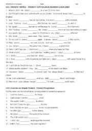 English Worksheet: Review Present Simple and Continuous