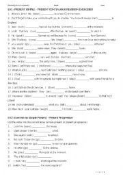 English Worksheet: Review Present Simple and Continuous