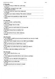 English Worksheet: Review Rewrite