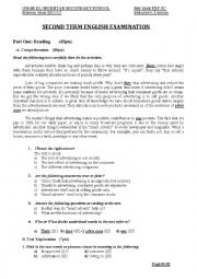 English Worksheet: 2 term exam