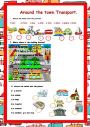 English Worksheet: Around the town. Transport.