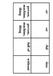 English Worksheet: Suffix Game