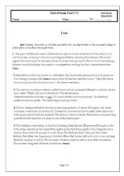 English Worksheet: end of term test 1 for 2nd forms