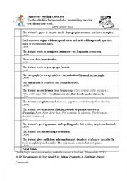 English Worksheet: Writing Checklist / Rubric for Proofreading