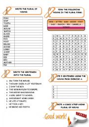 English Worksheet: PLURAL OF NOUNS ACTIVITY