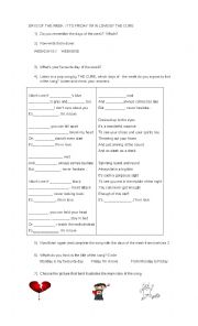 English Worksheet: Song to learn days of the week