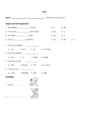 English Worksheet: QUiz