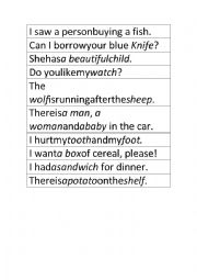 English Worksheet: Hot Potato to practice plural