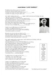 English Worksheet: Love yourself (Justin Bieber)