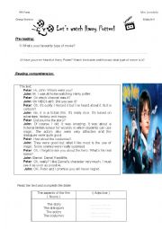 English Worksheet: Lets watch Harry Potter