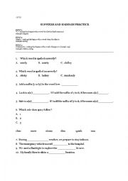 English Worksheet: Suffixes: l and ly