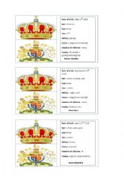 English Worksheet: Royal family game cards part 2