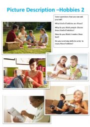 English Worksheet: Picture Description - Hobbies 2