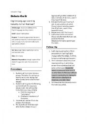 English Worksheet: Debate On It