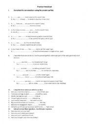 English Worksheet: present perfect practice