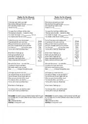 English Worksheet: Radio Ga Ga  filling blanks