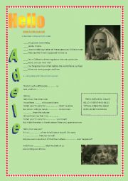 English Worksheet: Hello- Adele