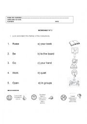 English Worksheet: classroom commands