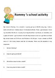 English Worksheet: Rommys school activity