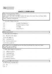 English Worksheet: YBM Sisa Middle School Grade 1 Midterm Exam Multiple Choice