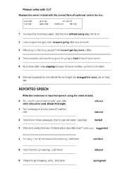 English Worksheet: Phrasal verbs with out and Reported Speech