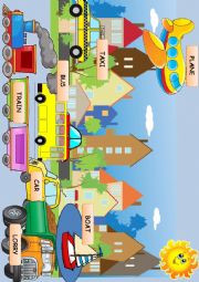 English Worksheet: TRANSPORT. PICTIONARY- POSTER