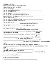 English Worksheet: Welcome to the USA