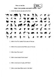 English Worksheet: Pluto at the zoo (Wild animals)