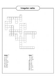 Irregular verbs form crossword