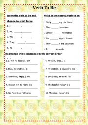 English Worksheet: Verb To Be 