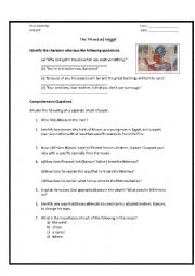 English Worksheet: prince of egypt questions
