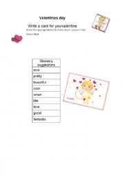 English Worksheet: Valentines day - writing cards