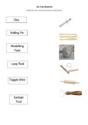 English Worksheet: Clay tools vocabulary