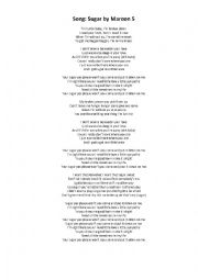 English Worksheet: Song Sugar - Maroon 5