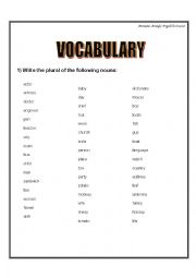 English Worksheet: PLURAL NOUNS