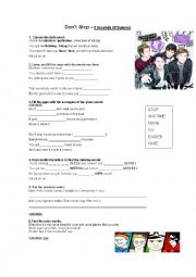 English Worksheet: DONT STOP - 5 Seconds of Summer