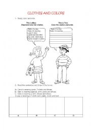 English Worksheet: CLOTHES AND COLORS