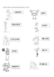 English Worksheet: Colour Cartoons