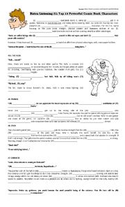 English Worksheet: The Ten Most Powerful Comic Characters
