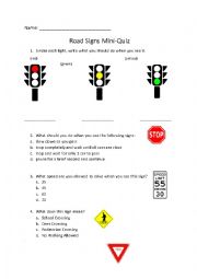English Worksheet: Road Signs Mini Quiz
