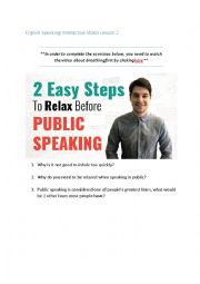 English Worksheet: English Speaking Interactive Video Lesson 2 (Relax Before Speaking)
