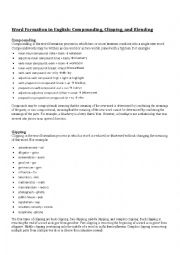 English Worksheet: Word Formation in English