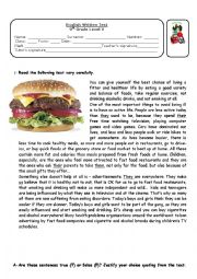 English Worksheet: Food