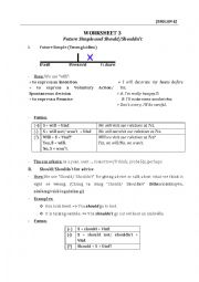 English Worksheet: Will and should