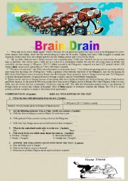 English Worksheet: Brain Drain Reading Comprehension