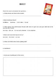 English Worksheet: Bolt Movie activity