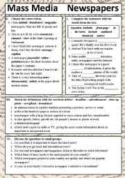 English Worksheet: Newspapers Vocabulary